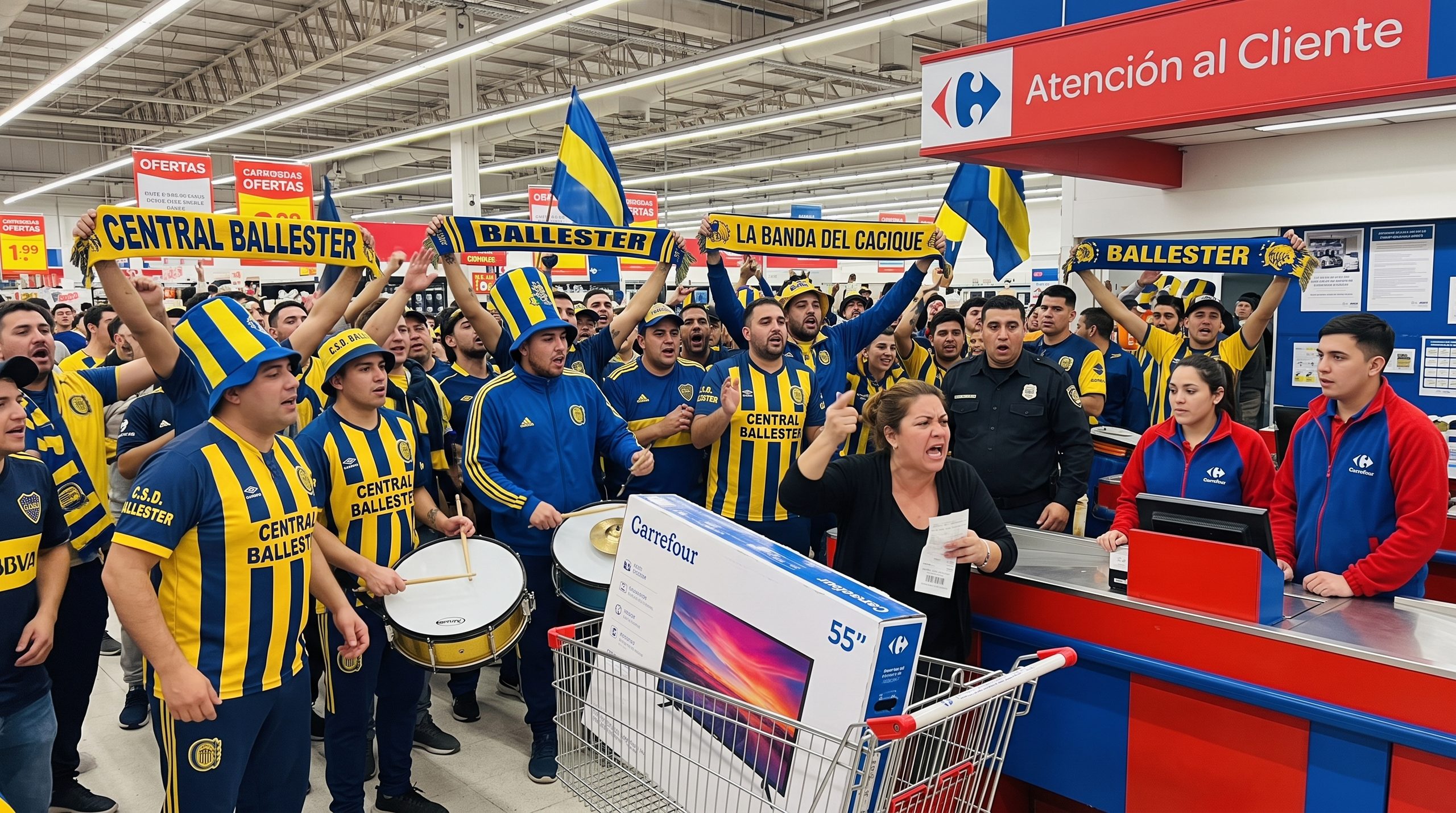 Compró un televisor, no se lo quisieron cambiar y volvió al supermercado con una barrabrava